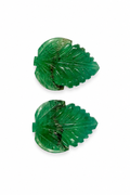 Pair of matched leaves hand-carved from natural emerald, 54 carats total, with fine vein detail