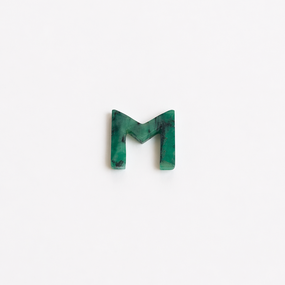 Letter M - Gemstone Initial Carving