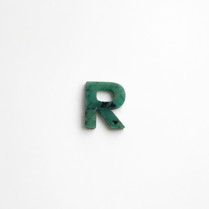 Letter R - Gemstone Initial Carving