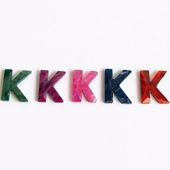 Letter K - Gemstone Initial Carving