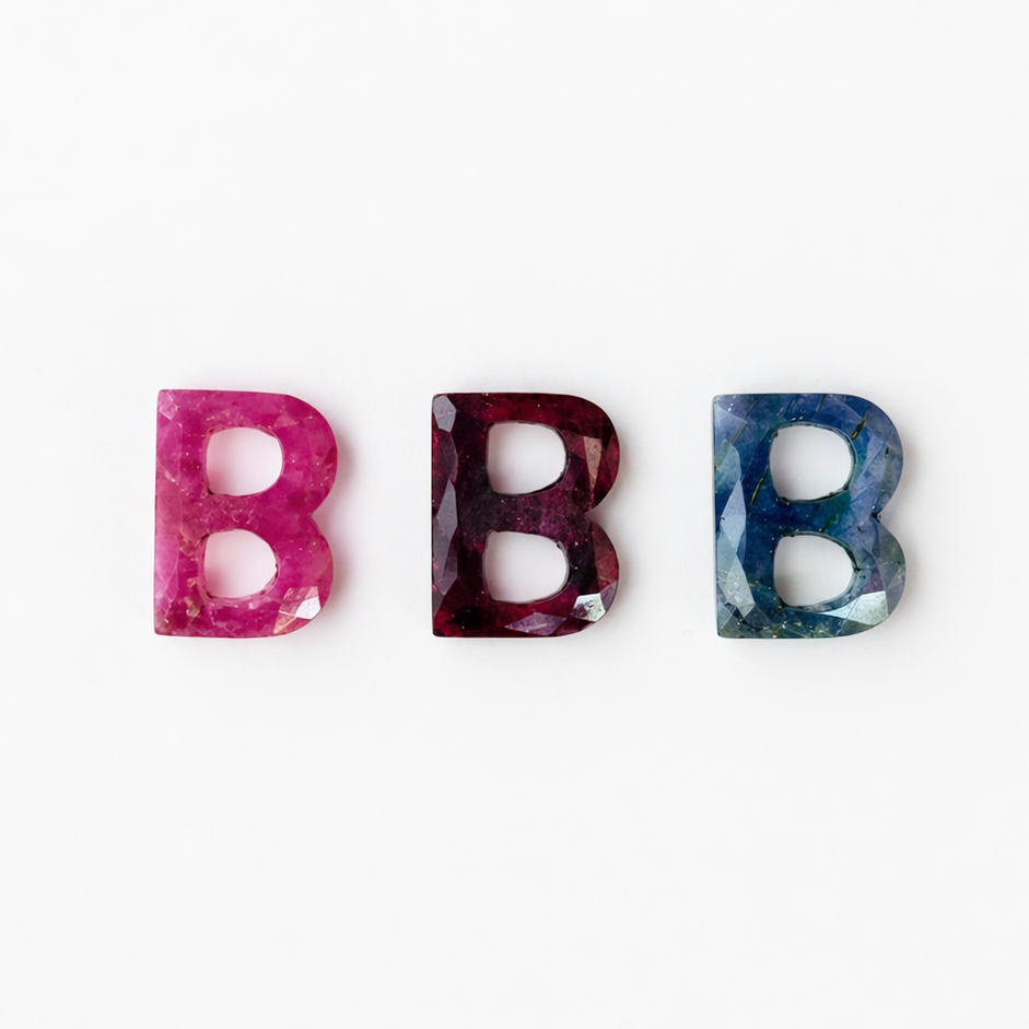 Letter B - Gemstone Initial Carving