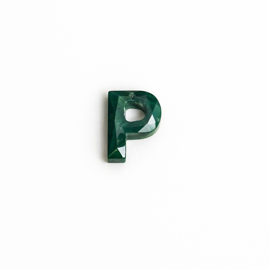 Letter P - Gemstone Initial Carving